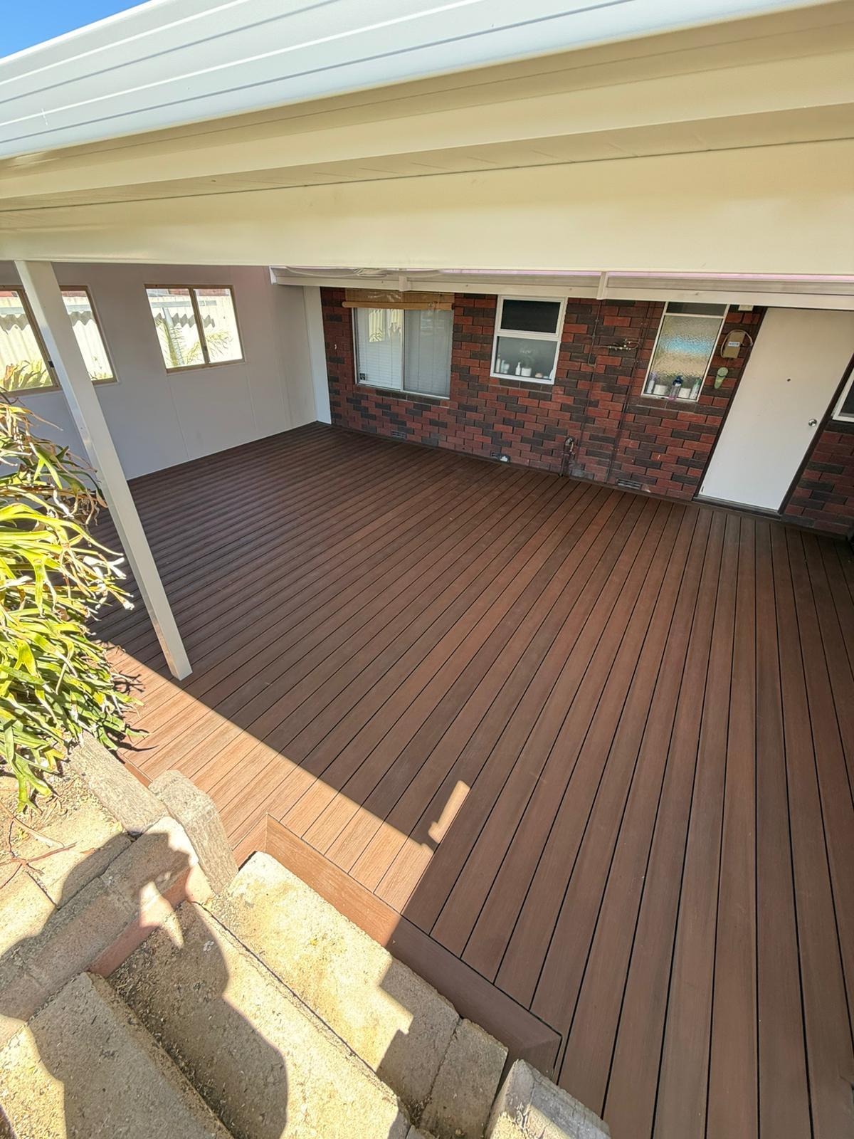 Composite decking with patio overhead in Perth home